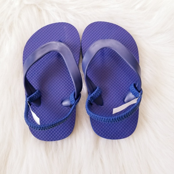 Baby Boy Solid Blue Flip Flops - Picture 3 of 8